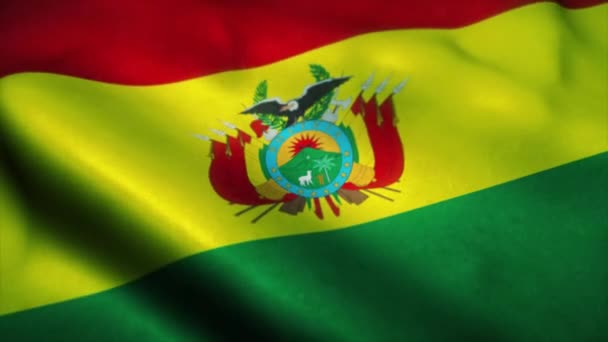 Bandera boliviana ondeando en el viento. Bandera Nacional de Boliviano. Signo de animación de bucle sin costura boliviana. 4K — Vídeos de Stock