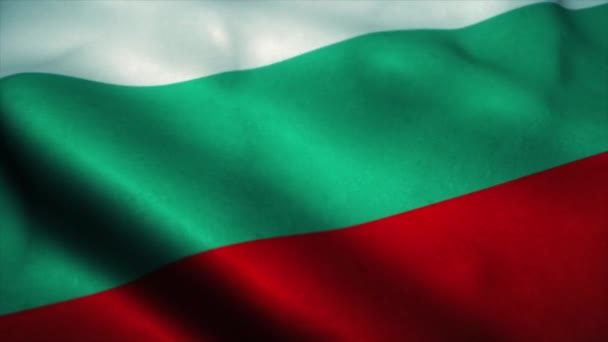 Bulgarije vlag wappert in de wind. Nationale vlag van Bulgarije. Teken van Bulgarije naadloze lus animatie. 4K — Stockvideo