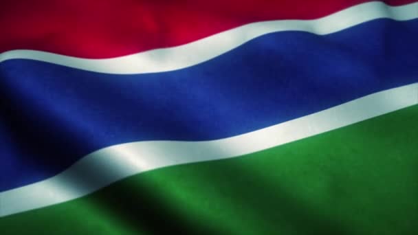 冈比亚国旗在风中飘扬.冈比亚的国旗。冈比亚无缝循环动画的标志。4k — 图库视频影像