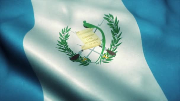 Η σημαία της Γουατεμάλας κυματίζει στον άνεμο. Εθνική σημαία της Γουατεμάλας. Σημάδι της Γουατεμάλας απρόσκοπτη κίνηση βρόχο. 4ια — Αρχείο Βίντεο