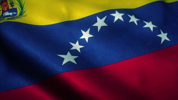 委内瑞拉国旗在风中飘扬.委内瑞拉的国旗。委内瑞拉的标志。3d说明 — 图库照片