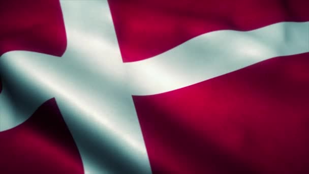 Drapeau du Danemark agitant le vent. Drapeau du Danemark. Signe du Danemark animation en boucle transparente. 4K 