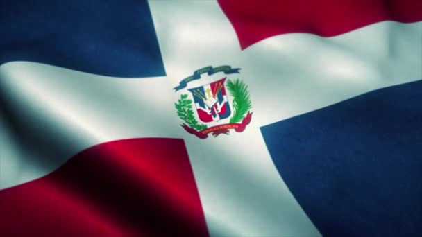 Dominikanische Republik Flagge weht im Wind. Nationalflagge der Dominikanischen Republik. Zeichen der Dominikanischen Republik nahtlose Schleifenanimation. 4k — Stockvideo