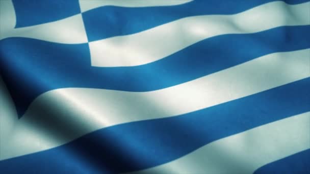 Bandera griega ondeando en el viento. Bandera nacional de Grecia. Signo de animación de bucle sin costura griega. 4K — Vídeo de stock