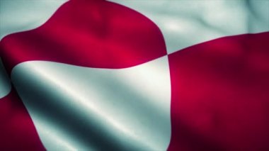 Grönland bayrağı rüzgarda dalgalanıyor. Grönland Ulusal Bayrağı. Grönland 'ın kusursuz döngü animasyonunun işareti. 4k