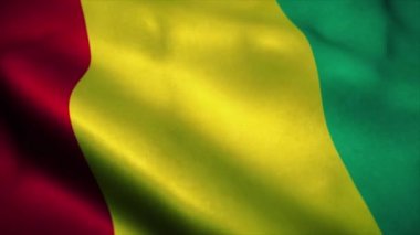 Rüzgarda dalgalanan Gine bayrağı. Ulusal Gine bayrağı. Gine 'nin kusursuz döngü animasyonunun işareti. 4k