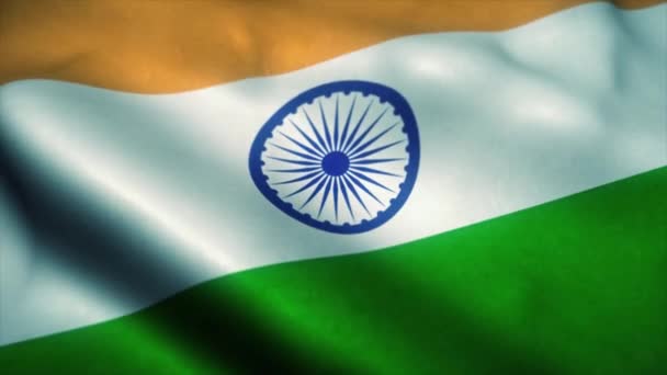 Bandeira da Índia acenando ao vento. Bandeira nacional da Índia. Sinal da Índia animação loop sem costura. 4K — Vídeo de Stock