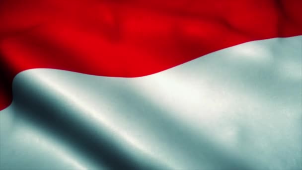 Indonesië vlag wapperend in de wind. Nationale vlag van Indonesië. Teken van Indonesië naadloze lus animatie. 4k — Stockvideo