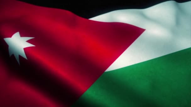 Иорданский флаг, размахивающий на ветру. Государственный флаг Иордании. Знак Иордании плавная петля анимации. 4K — стоковое видео