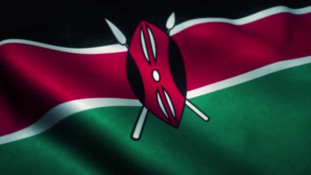 Kenia-Flagge weht im Wind. Nationalflagge Kenias. Zeichen der Kenia nahtlosen Schleifenanimation. 4k — Stockvideo