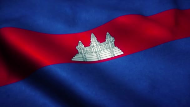 Cambodia flag waving in the wind. National flag of Cambodia. Sign of Cambodia seamless loop animation. 4K — Stock Video