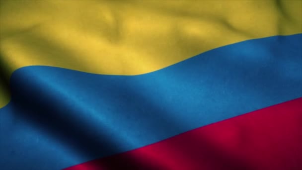 Bandeira da Colômbia acenando ao vento. Bandeira nacional da Colômbia. Sinal da Colômbia animação loop sem costura. 4K — Vídeo de Stock