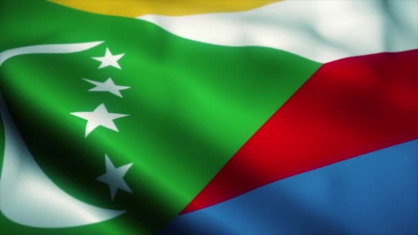 Drapeau des Comores agitant le vent. Drapeau des Comores. Signe d'animation de boucle sans couture Comores. 4K 