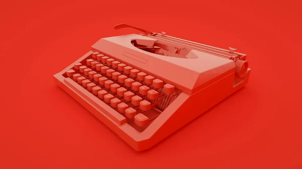 Macchina da scrivere isolata su fondo rosso. Illustrazione 3d — Foto Stock