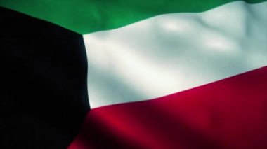 Kuveyt eyaleti bayrağı rüzgarda sallanıyor. Kuveyt bayrağı. Kuveyt 'in kusursuz döngü animasyonunun işareti. 4k