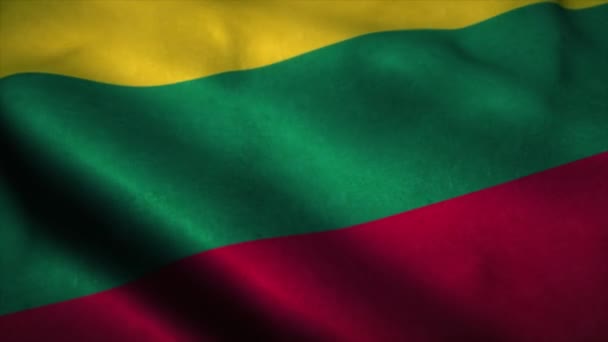 Drapeau lituanien agitant le vent. Drapeau national de Lituanie. Signe de Lituanie animation en boucle transparente. 4K — Video