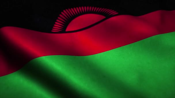 マラウィの国旗が風になびく。マラウィの国旗。マラウィのシームレスなループアニメーションの兆候。4k — ストック動画