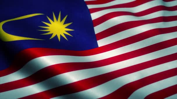 Malaysia flag waving in the wind. National flag of Malaysia. Sign of Malaysia seamless loop animation. 4K — Stock Video