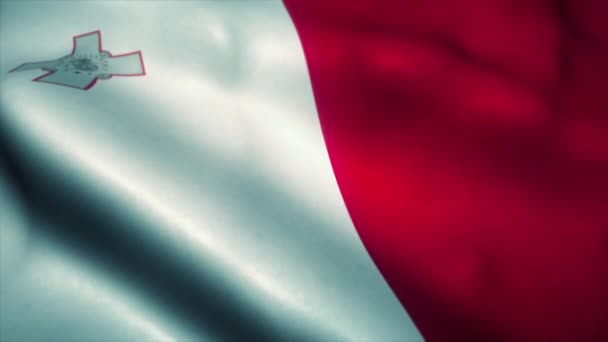 Malta bandiera sventola nel vento. Bandiera nazionale di Malta. Segno di Malta senza soluzione di continuità loop di animazione. 4K — Video Stock