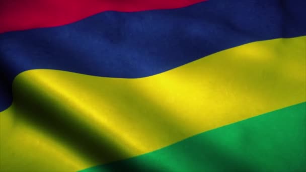 Mauritius flagga viftar i vinden. Mauritius nationalflagga. Tecken på Mauritius sömlösa loop animation. 4k — Stockvideo