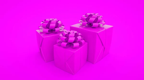 Κουτιά Δώρων Ροζ Φόντο Εικονογράφηση — Φωτογραφία Αρχείου