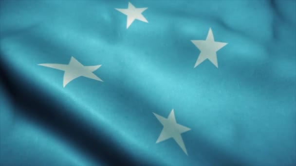 Drapeau de Micronésie agitant le vent. Drapeau national de Micronésie. Signe d'animation de boucle transparente Micronésie. 4K — Video