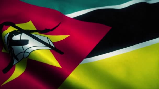 Mozambique vlag wapperend in de wind. Nationale vlag van Mozambique. Teken van Mozambique naadloze lus animatie. 4k — Stockvideo