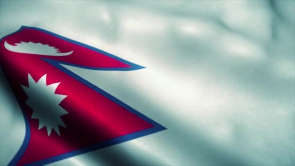 Nepal bayrağı rüzgarda dalgalanıyor. Ulusal Nepal bayrağı. Nepal 'in kusursuz döngü animasyonunun işareti. 4K — Stok video