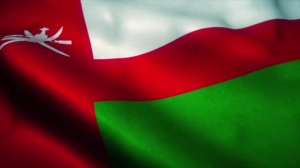 Оманский флаг, размахивающий ветром. Государственный флаг Омана. Знак оманской плавной петли анимации. 4K — стоковое видео