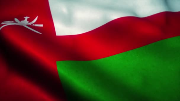 Oman flag waving in the wind. National flag of Oman. Sign of Oman seamless loop animation. 4K — Stock Video