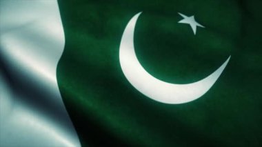Pakistan bayrağı rüzgarda dalgalanıyor. Pakistan 'ın ulusal bayrağı. Pakistan 'ın kusursuz döngü animasyonunun işareti. 4k