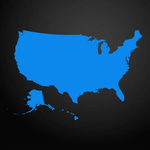 Icona Della Mappa Degli Stati Uniti America Isolata Sfondo Nero — Vettoriale Stock