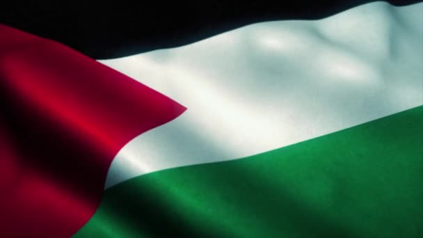 Палестинский флаг, размахивающий ветром. Государственный флаг Палестины. Знак Палестинской бесшовной анимации цикла. 4K — стоковое видео