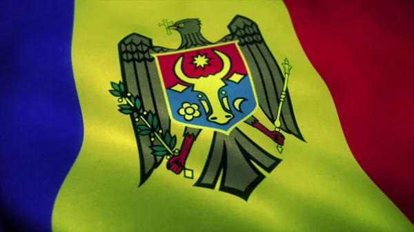 Прапор Молдови Махає Вітром Національний Прапор Молдови Підпис Молдови Ілюстрація — стокове фото