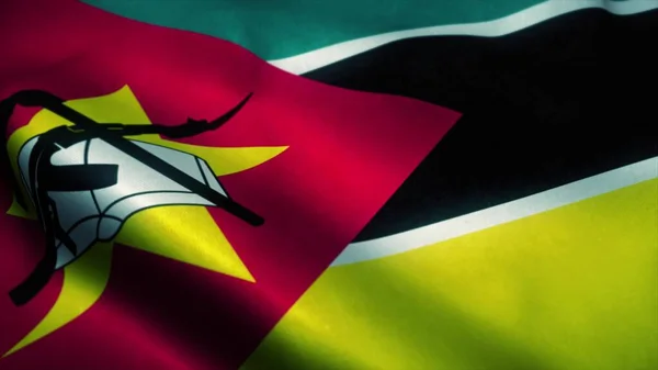 Moçambique Flagga Vinkar Vinden Moçambiques Flagga Moçambiques Tecken Illustration — Stockfoto