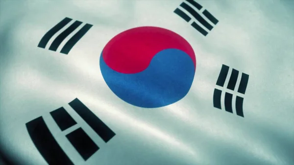 Σημαία της Νότιας Κορέας κυματίζει στον άνεμο. Εθνική σημαία της Νότιας Κορέας. Σημάδι της Νότιας Κορέας. 3D εικονογράφηση — Φωτογραφία Αρχείου