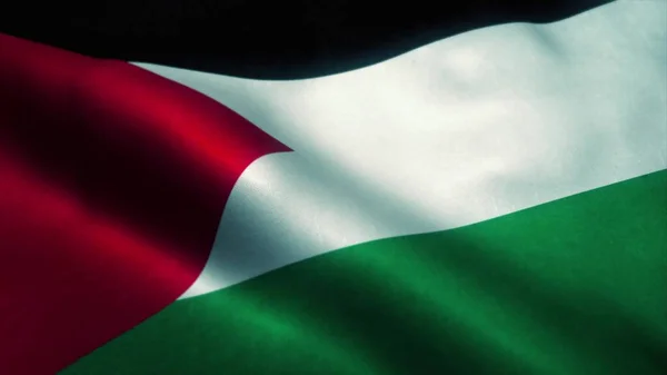 Palestinská vlajka vlála ve větru. Národní vlajka Palestiny. Znamení Palestiny. 3D ilustrace — Stock fotografie