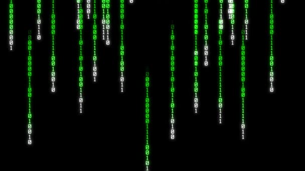 Pioggia binaria, flussi di numeri verdi, sfondo astratto 4K, effetto matrice — Video Stock