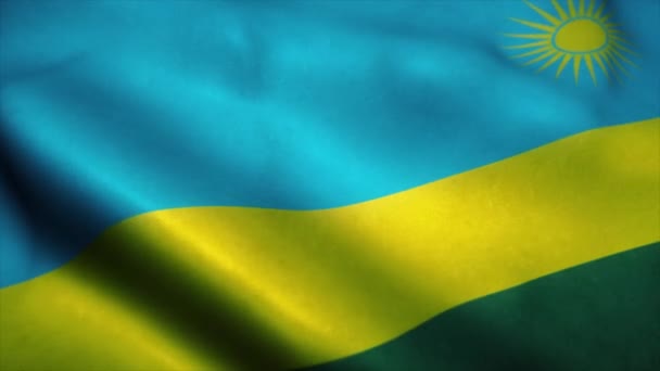 Drapeau du Rwanda agitant le vent. Le drapeau national du Rwanda. Signe du Rwanda animation en boucle transparente. 4K — Video