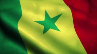 Senegal bayrağı rüzgarda dalgalanıyor. Senegal 'in ulusal bayrağı. Senegal kusursuz döngü animasyonunun işareti. 4k