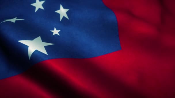 Bandera de Samoa ondeando en el viento. Bandera Nacional de Samoa. Signo de animación de bucle sin costuras de Samoa. 4K — Vídeo de stock