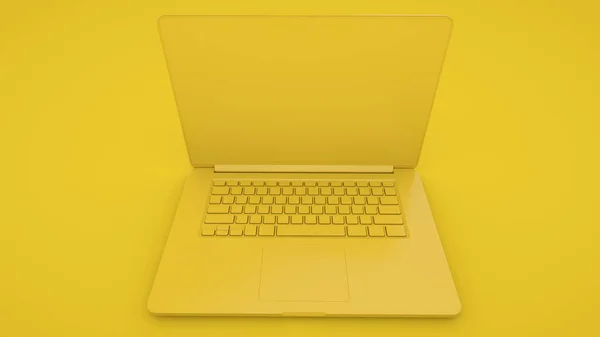 Yellow Laptop Illustration Rendering — Stock Photo, Image