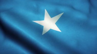 Somali bayrağı rüzgarda dalgalanıyor. Somali Ulusal Bayrağı. Somali 'nin kusursuz döngü animasyonunun işareti. 4K