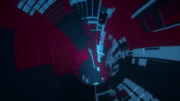 Flying into spaceship tunnel, sci-fi spaceship corridor. Futuristic technology abstract seamless VJ for tech titles and background. Seamless loop 4k resolution — Stock Video