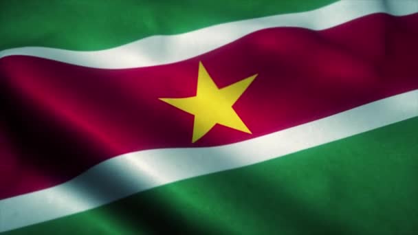 Drapeau du Suriname agitant le vent. Drapeau national du Suriname. Signe d'animation de boucle transparente au Suriname. 4K — Video