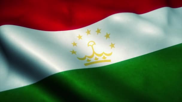 Флаг Таджикистана развевается на ветру. Государственный флаг Таджикистана. Знак бесшовной петельной анимации Таджикистана. 4K — стоковое видео