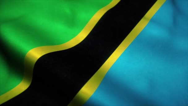 Tanzania flagga viftar i vinden. Tanzanias flagga. Tecken på Tanzania sömlös loop animation. 4K — Stockvideo