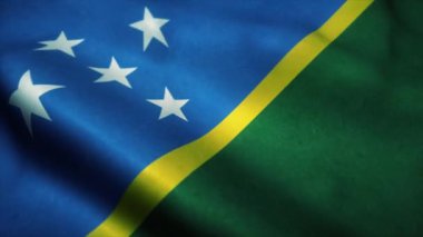 Süleyman bayrağı rüzgarda dalgalanıyor. Süleyman 'ın ulusal bayrağı. Solomon 'un kusursuz döngü animasyonunun işareti. 4K