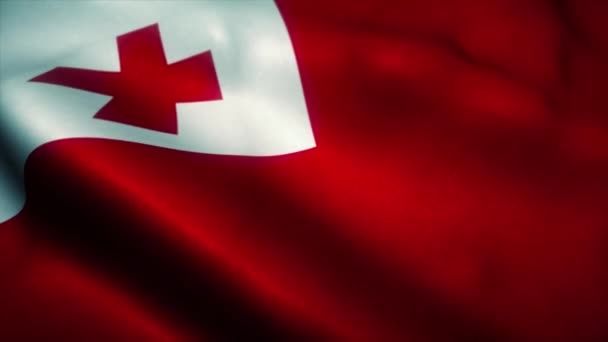 Bandera de Tonga ondeando en el viento. Bandera Nacional de Tonga. Signo de animación de bucle sin costuras Tonga. 4K — Vídeo de stock