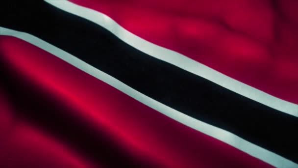 Trinidad ve Tobago bayrağı rüzgarda sallanıyor. Trinidad ve Tobago 'nun ulusal bayrağı. Trinidad ve Tobago 'nun kusursuz döngü animasyonunun işareti. 4K — Stok video